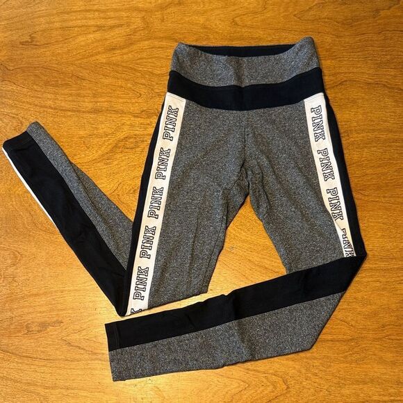 Victoria's Secret Pants - PINK Victoria's Secret Gray and Black Yoga Leggings